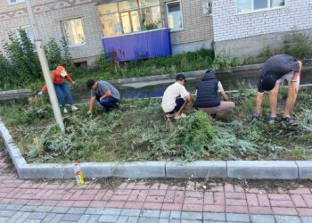 Жасылелевцы помогают  в благоустройстве