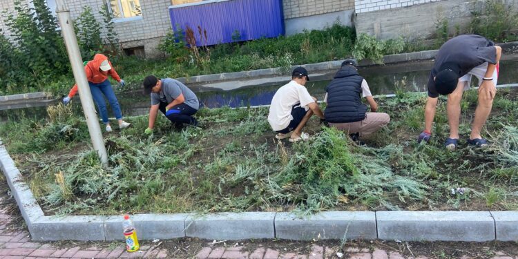 Жасылелевцы помогают  в благоустройстве